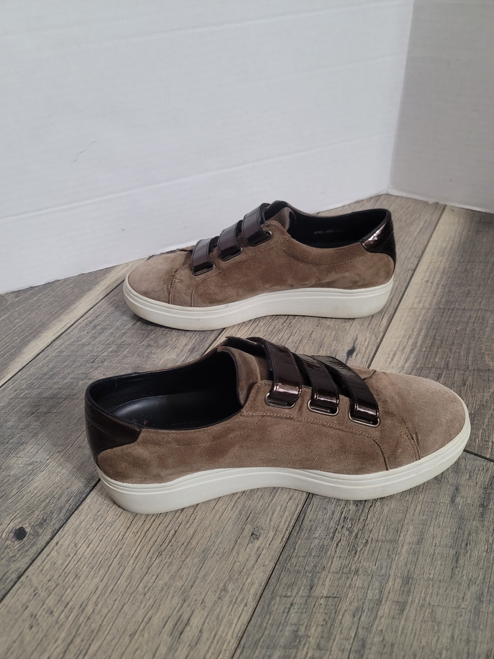 Mephisto Women's Frederica Luxor Taupe Suede Sneakers with Dark Brown Straps 10 - Picture 4 of 12